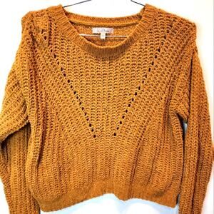 Love Tree Boxy Oversized Mustard Sweater Soft Cozy Women's Size L